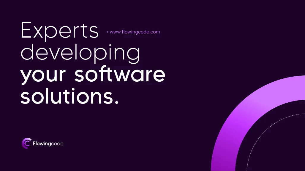Identidad visual de Flowingcode — pieza clave "Experts developing your software solutions"