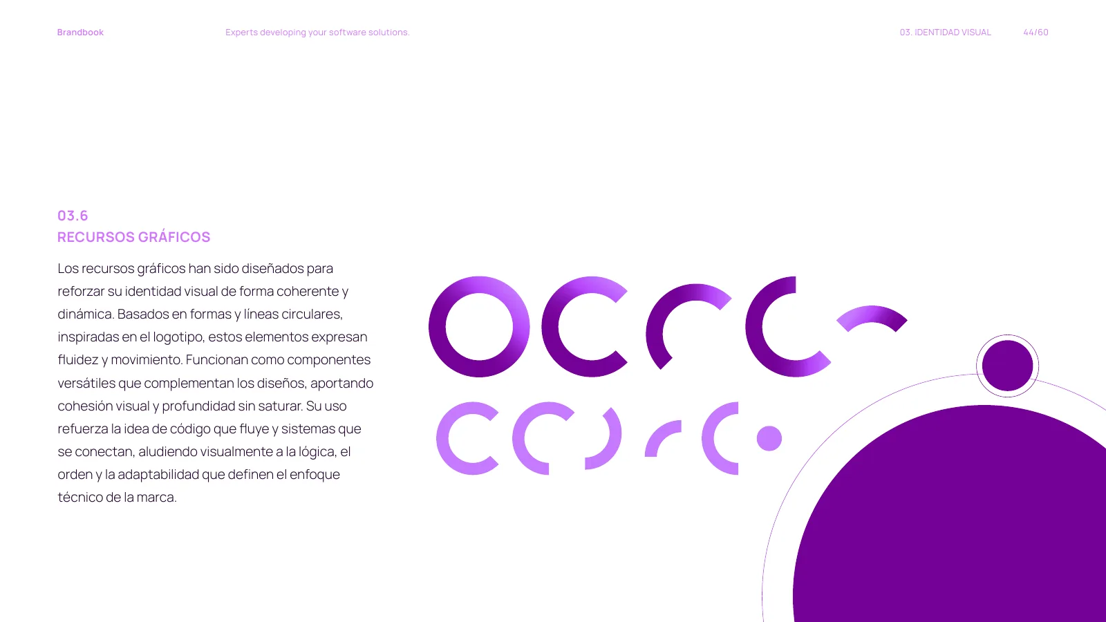 Recursos gráficos OCCC — formas circulares recortadas inspiradas en el isotipo