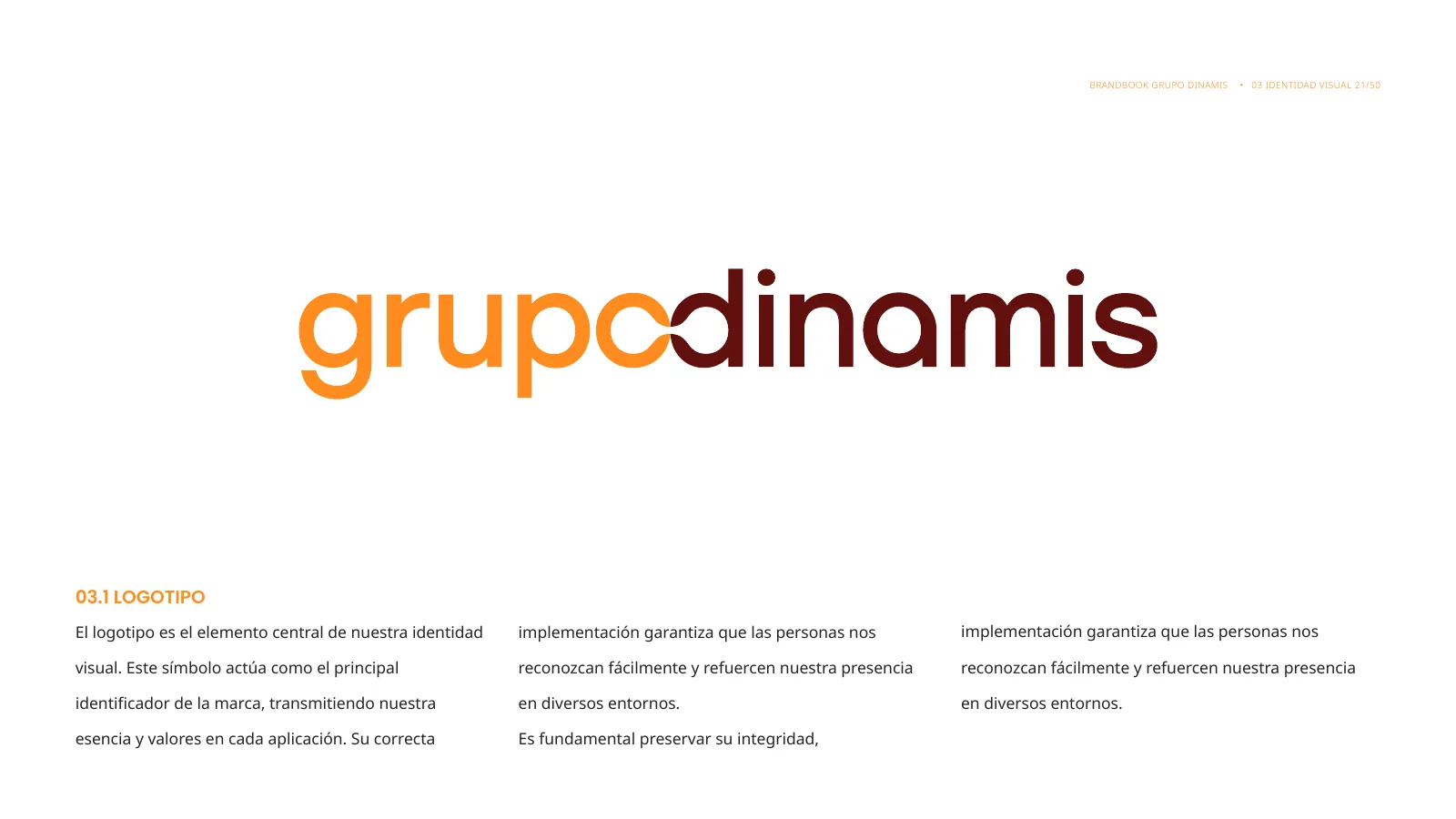 Logotipo principal grupodinamis en naranja y marrón